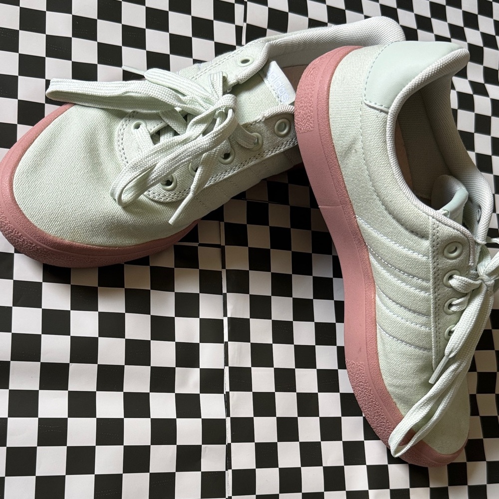 Adidas Light Green and Pink Sneakers